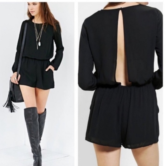 Lucca Couture Pants - Lucca Couture black open back shorts romper